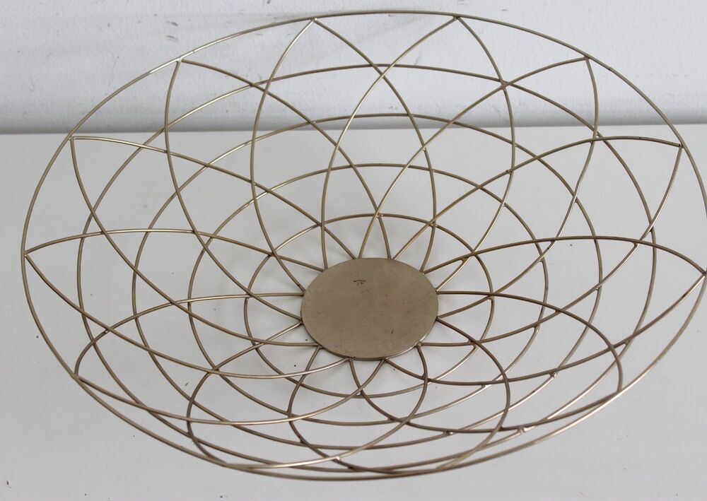 Large 18" Round brass wire Lotus basket Home Décor Staging